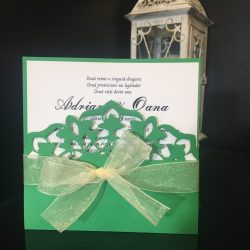 Grand Media invitatie nunta model pocketfold verde